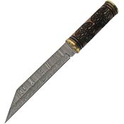 Damascus Knives 1299 Celtic Triquetra Seax Damascus Fixed Blade Knife Brown Handles