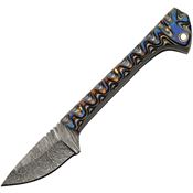 Damascus Knives 1320BL Prideful Fang Caper Damascus Fixed Blade Knife Blue Handles