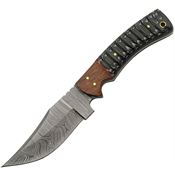 Damascus Knives 1325 Snake Belly Hunter Damascus Fixed Blade Knife Black Handles