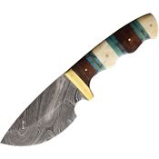 Frost Cutlery & Knives CSW003DSBWW Fireblaze Skinner Damascus Fixed Blade Knife Winewood, White Bone/Blue Handles