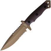 Halfbreed Blades MIK03DE Medium Infantry Serrated Dark Earth Fixed Blade Knife Dark Earth Handles