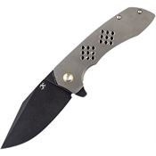 Kansept Knives 1036B2 Entity Black Framelock Knife Gray Handles