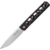 Real Steel Knives 7661G Burns Framelock Knife Black/Gold Titanium Handles