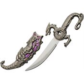 Rite Edge Knives 211155PU Purple Dragon Dagger Satin Fixed Blade Knife Metal Alloy Handles