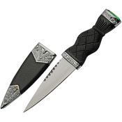 Rite Edge Knives 211545GN Scottish Dirk Serrated Satin Fixed Blade Knife Black Handles