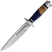 Rough Rider Knives 2240 Rough Rider 2240 Satin Fixed Blade Knife Brown Wood/Blue Handles