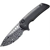 WE Knife Company 054BLDS1 Mini Malice Button Lock Damasteel Knife Black Handles