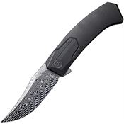 WE Knife Company 21015DS1 Shuddan Damascus Framelock Knife Black Handles