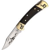 Yellowhorse Knives 369 Deer Custom Buck 112 Lockback Knife Ebony Wood Handles