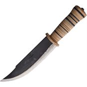 BR Rinaldi 240 BR Rinaldi Hunter's Black Fixed Blade Knife Stacked Leather Handles