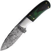 BucknBear 134635G Small Hunter Damascus Fixed Blade Knife Black & Green Handles