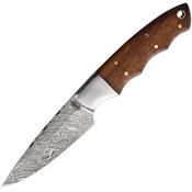 BucknBear 15248 Damascus Fixed Blade Knife Finger Grooved Brown Handles