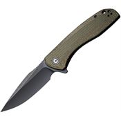 Civivi 801K Baklash Black Stonewash Knife Green Handles