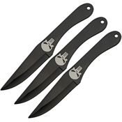 Rite Edge 211563 Thrower Set Black Fixed Blade Knife Skull Handles