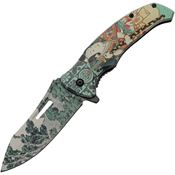 China Made 300576GN Forest Samurai Assist Open Linerlock Knife