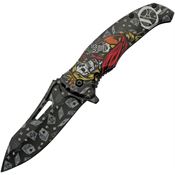 China Made 300576QN Queen Skull Assist Open Linerlock Knife