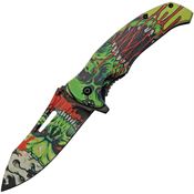 China Made 300577GN Radium Skull Assist Open Linerlock Knife