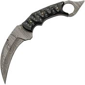 Damascus 1318 Karambit Steel Fixed Blade Knife Black/White Handles