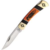 Yellowhorse 9133SC Native American Custom Buck 110 Lockback Knife Orange Spiny Oyster Handles