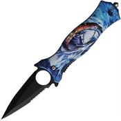 ElitEdge 10A49BL Dragon Assist Open Linerlock Knife with Blue Handles