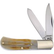 Frost 14100SC Jim Bowie Trapper Mirror Fixed Blade Knife Second Cut Bone Handles