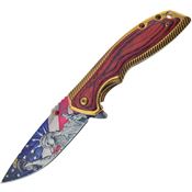 Frost FC86LB Freedom Framelock Knife A/O Gold/Wood Handles