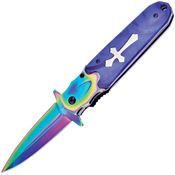 Frost SHP20BL Assist Open Linerlock Knife with Blue Handles