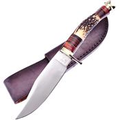 Frost TS169 Hunter Satin Fixed Blade Knife Stag Bone/Pakkawood Handles
