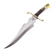 Frost WT002 Bowie Satin Fixed Blade Knife Stag Bone Handles