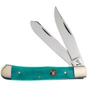 Frost WT312GSB Trapper Knife Green Bone Handles