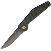 GT Knives 111 Auto Drop Point Button Lock Knife Green Handles