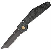 GT Knives 312 Auto Part Serrated Tanto Button Lock Knife Green Handles