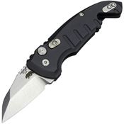 Hogue 24140 Auto A01 Microswitch Button Tumbled Wharncliffe Knife Black Handles