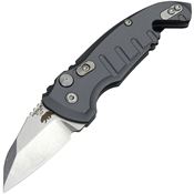Hogue 24142 Auto A01 Microswitch Button Tumbled Wharncliffe Knife Gray Handles