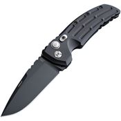 Hogue 34130 Auto EX-A01 Black Drop Point Button Lock Knife Black Alum Handles