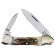 Hen & Rooster 102DS Small Canoe Deer Stag Stainless Knife Deer Handles