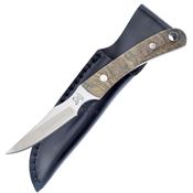 Hen & Rooster 5025RH Satin Fixed Blade Knife Ram's Horn Handles