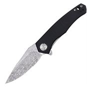 Kubey 055E Cadmus Damascus Linerlock Knife Black Handles