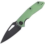 Kubey 122E Coeus Black Stonewashed Linerlock Knife Jade Handles