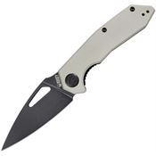 Kubey 122F Coeus Black Stonewashed Linerlock Knife Tan Handles