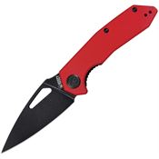 Kubey 122H Coeus Black Stonewashed Linerlock Knife Red Handles