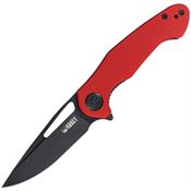 Kubey 210F Dugu Black Stonewashed Linerlock Knife Red Handles