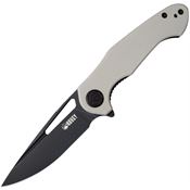 Kubey 210G Dugu Black Stonewashed Linerlock Knife Tan Handles