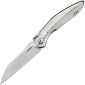 Kubey 299 Barracuda Titanium Linerlock Knife Stonewashed Titanium Handles