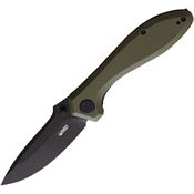 Kubey 314G Ruckus Black Linerlock Knife OD Green Handles