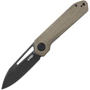 Kubey 321E Royal Black Linerlock Knife Tan Handles