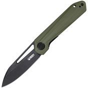 Kubey 321F Royal Black Linerlock Knife OD Green Handles