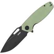 Kubey 322E Tityus Black Stonewashed Linerlock Knife Jade Handles