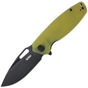 Kubey 322G Tityus Black Stonewashed Linerlock Knife Yellow Handles