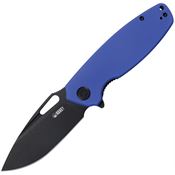 Kubey 322I Tityus Black Stonewashed Linerlock Knife Blue Handles